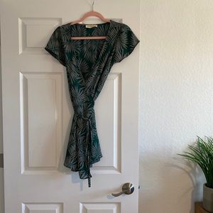 Audrey palm print wrap dress